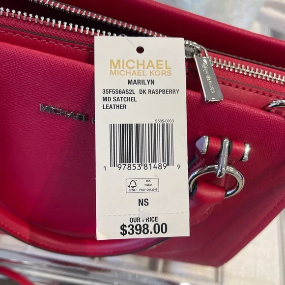 MICHAEL KORS Marilyn Medium Saffiano Leather Satchel
Dark Raspberry 
NWT - Picture 13 of 16